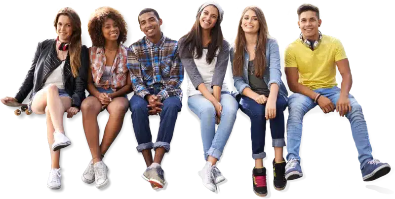 Happy international students socialising - study abroad mental health support